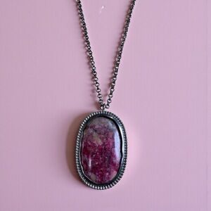 Natural Pink Thulite Stone Pendant Necklace